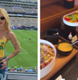 Virginia mostra comidas servidas em camarote de luxo  Foto: Reprodução