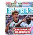 Edição do jornal Laatste News, da Bélgica, após a classificação para as quartas –  Foto: reprodução / Jogada10