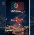Reprodução de vídeo - Legenda: Vídeo gerado por IA simula homenagem a Cristiano Ronaldo feita por drones Foto: Jogada10