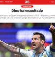 Jornais pelo mundo destacaram a atuação de Messi em meio à vitória da Argentina nas oitavas de final da Copa do Mundo  Foto: Reprodução/As