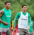 Thiago Silva e Ganso em treino do Tricolor - Foto: Marcelo Gonçalves / Fluminense FC / Jogada10