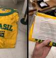 Cliente recebe camisa do Brasil após eliminação com carta da loja pedindo que não devolva o produto.  Foto: Reprodução/ Redes Sociais