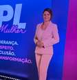 Totem de Michelle Bolsonaro em evento do PL em São Paulo  Foto: Isabella Lima/Terra