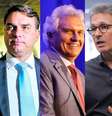 Lula (PT), Flávio Bolsonaro (PL), Ronaldo Caiado (PSD), Romeu Zema (Novo) e Renan Santos (Missão), candidatos à Presidência da República  Foto: Wilton Junior/Tiago Queiroz/Cauê Del Valle/Divulgação MBL/Taba Benedicto / Estadão