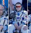 O astronauta da NASA Chris Williams, e os cosmonautas da Roscosmos, Sergey Kud-Sverchkov e Sergei Mikaev  Foto: NASA/Bill Ingalls