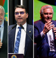 Luiz Inácio Lula da Silva (PT) na liderança com 38% das intenções de voto no primeiro turno. Flávio Bolsonaro (PL) aparece com 31%. Renan Santos (Missão) e Ronaldo Caiado (PSD) aparecem empatados com 4%  Foto: Fabio Rodrigues-Pozzebom/Agência Brasil, Jefferson Rudy/Agência Senado, Rodilei Morais/Fotoarena/Estadão Conteúdo e Gustavo Serebrenick/Agência do Dia/Estadão Conteúdo