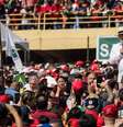 Comício da campanha do presidente Lula no Estádio 1º de maio, em São Bernardo do Campo, marca o início da campanha para a presidência nas eleições de 2026  Foto: Taba Benedicto/Estadão / Estadão