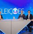 Romeu Zema (Novo) com Renata Vasconcellos e César Tralli nos Estúdios Globo.  Foto: Manoella Mello/ Globo