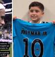 Neymar reposta vídeo e escreve sobre episódio no estádio | Neymar posta foto da criança com sua camisa Foto: Reprodução Instagram | @neymarjr