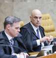 Moraes e Mendonça aparecem lado a lado em primeira sessão do STF após divulgação de mensagens com Vorcaro  Foto: Antonio Augusto/STF