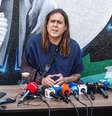 Duda Salabert deu coletiva à imprensa sobre a suposta tentativa de homicídio  Foto: Divulgação/Cadu Passos