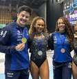 Flávia Saraiva e Rebeca Andrade fazem dobradinha na trave; Nory conquista ouro na barra fixa na Copa do Mundo  Foto: Reprodução; X: cbginastica / Estadão