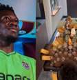 Foto: Reprodução - Legenda: Goleiro Andre Onana, do Trabzonspor, virou piada nas redes por exagero no tratamento com copos e vela / Jogada10