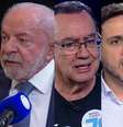 Zema, Caiado, Lula, Cury e Renan nas entrevistas veiculadas no 'Jornal da Record'  Foto: Reproduções
