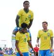 Bruninho comemora o seu gol para o Brasil dando cambalhota. Foto: Nelson Terme /CBF / Jogada10