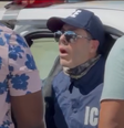 Danilo Alves Silva, de 46 anos, no momento em que é detido por policiais em um local de votação de brasileiros em Miami; ele fingia ser do ICE, mas não é agente federal  Foto: Reprodução / TV Univision Miami