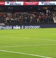 Placa de publicidade na partida entre São Paulo e Santos que mostra manifesto contra a proibição das bets no Brasil  Foto: Divulgação/IBJR / Estadão