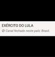 Canal 'Exército do Lula' está fora do ar  Foto: Reprodução/WhatsApp