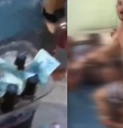 Balde cheio de dinheiro e bebidas na borda da piscina, onde o PM Yuri aparece junto a traficantes do CV  Foto: Reprodução/TV Globo