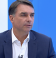 Flávio Bolsonaro durante sabatina da Globo  Foto: Reprodução/TV Globo