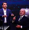 Flávio Bolsonaro e Lula durante debate da Band  Foto: ALOISIO MAURICIO/FOTOARENA / Estadão
