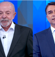 Lula (PT) vai sem gravata ao debate, Flávio (PL) escolhe usar o acessório  Foto: Reprodução/Globo