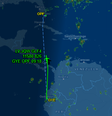 Avião com Flávio Bolsonaro deve chegar em Miami às 9h18 no horário local (10h18, no horário de Brasília)  Foto: Reprodução/FlightAware