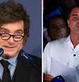 Assessor político de Javier Milei estava em aeroporto ao mesmo tempo que Flávio Bolsonaro, na Argentina, diz TV  Foto: Montagem: Fotos: Luis Soto/SOPA Images/LightRocket via Getty Images e Wilton Júnior/Estadão Conteúdo