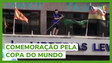 Torcedor da Argentina arranca bandeira do Brasil de mastro durante comemoração em Buenos Aires