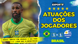 Desempenho do Brasil no empate em 1 a 1 contra o Uruguai