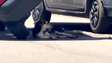 Cachorro ‘descansa’ à sombra de carro após acidente no Paraná