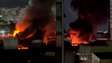 Incêndio de grandes proporções atinge galpões de autopeças em São Paulo