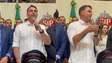 Flávio Bolsonaro recorda trajetória na política ao ser festejado em convenção com Tarcísio e Derrite em SP