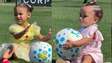 Mavie e Mel esbanjam fofura em treino do Santos em ação pelo Dia dos Pais