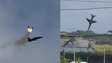Vídeo mostra pilotos se ejetando pouco antes de caça britânico cair e explodir no País de Gales