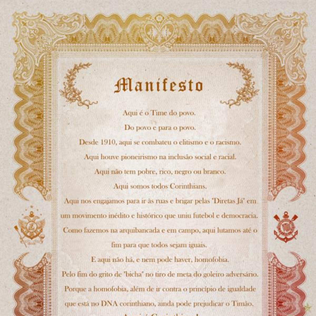 Corinthians Divulga Manifesto Por Fim Do Grito De Bicha