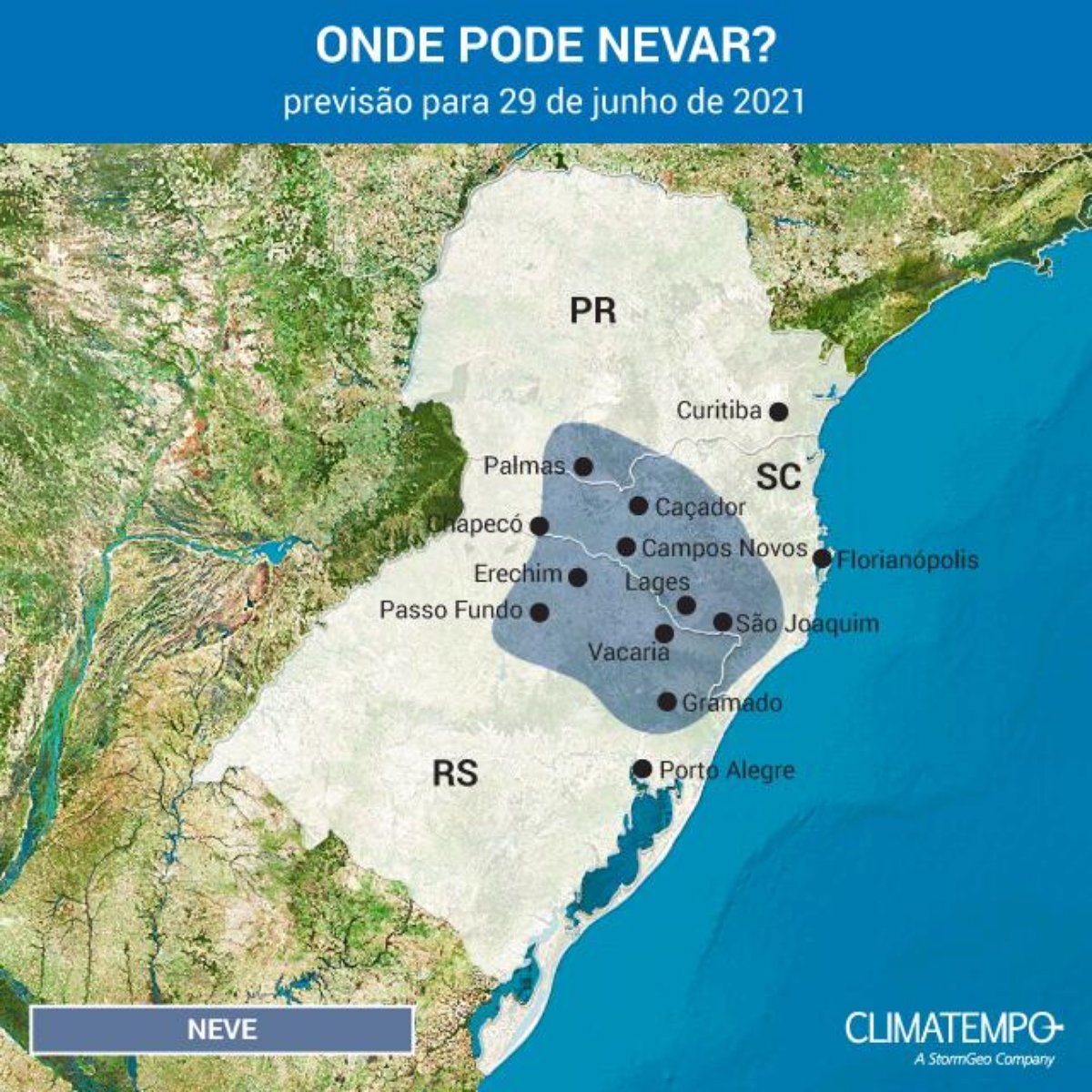 Mais Neve Nesta Terca Nos Tres Estados Do Sul Do Brasil