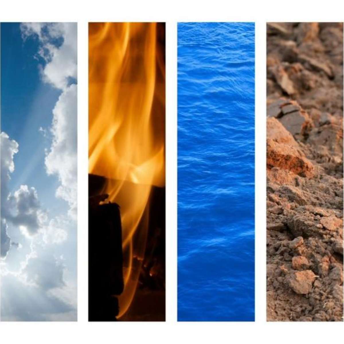A natureza é composta por 4 elementos: o fogo, a terra, a água e o ar.