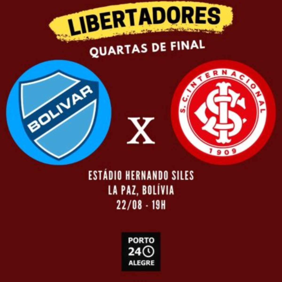 Serviço de Jogo: Bolívar-BOL x Internacional – Quartas de final/CONMEBOL  Libertadores