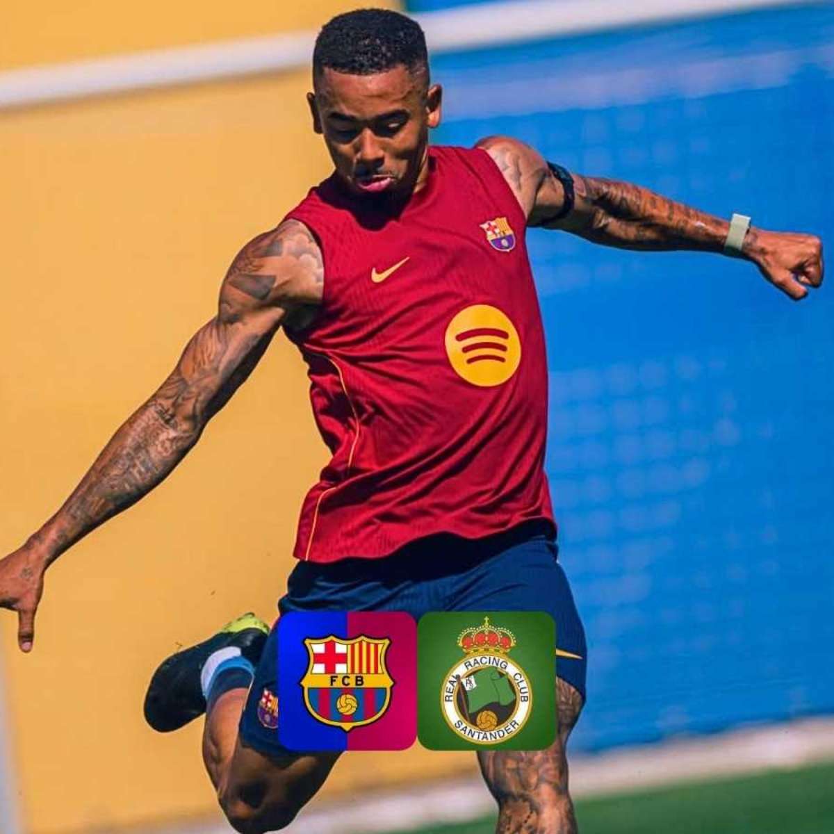 Imagem ilustrativa sobre Barcelona vence Racing por 7 a 2 com hat‑trick de Raphinha e gol de Gabriel Jesus, mantém 100 % na LaLiga