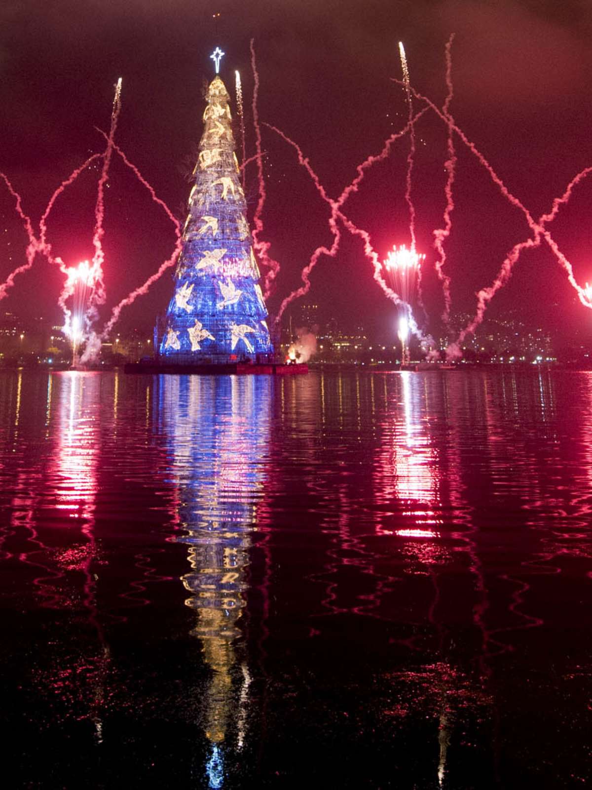 Com 3,3 milhões de lâmpadas, Árvore de Natal da Lagoa é inaugurada no Rio