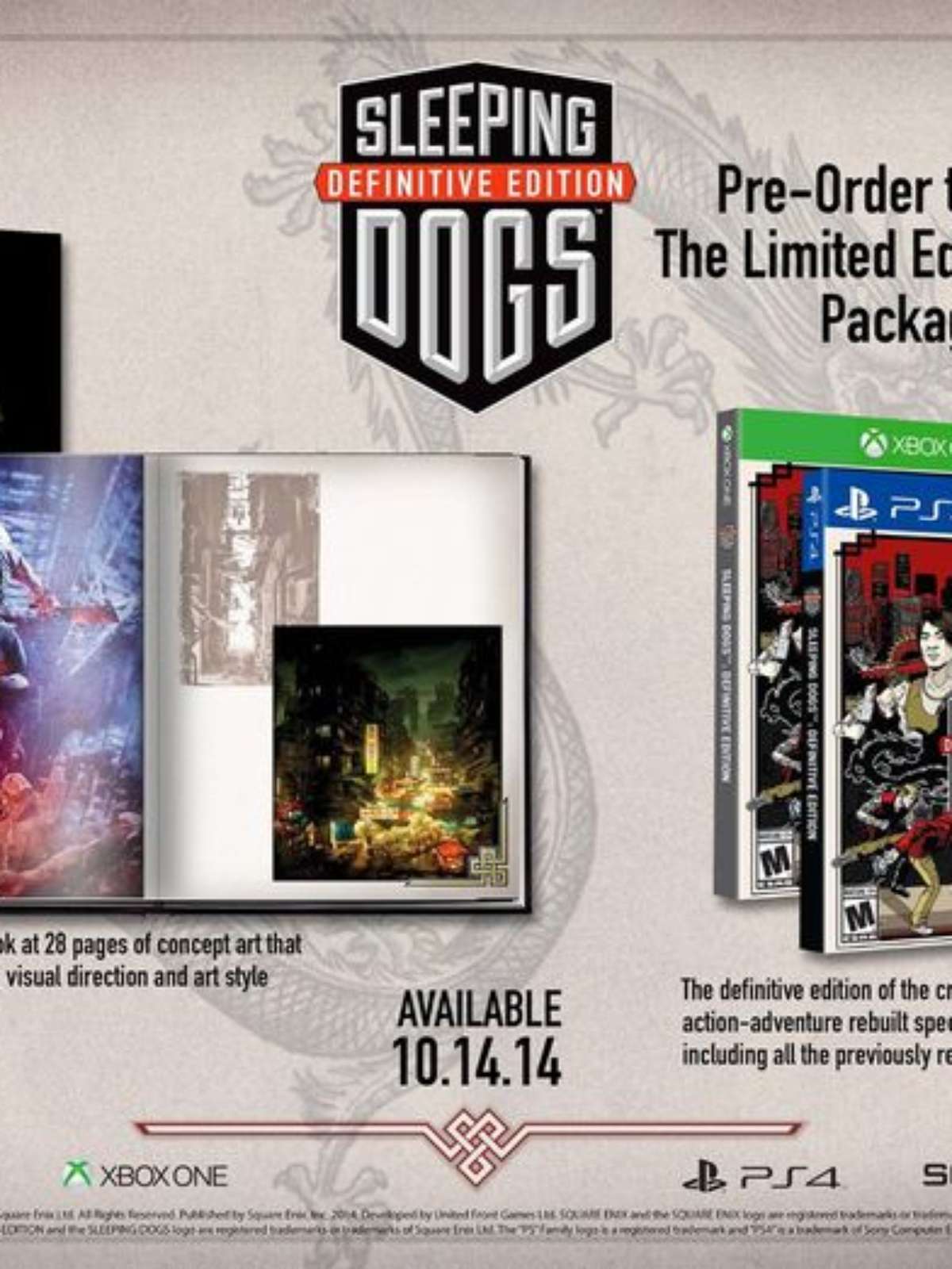 Square Enix confirma: Sleeping Dogs: Definitive Edition será lançado para  PC, PS4 e Xbox One