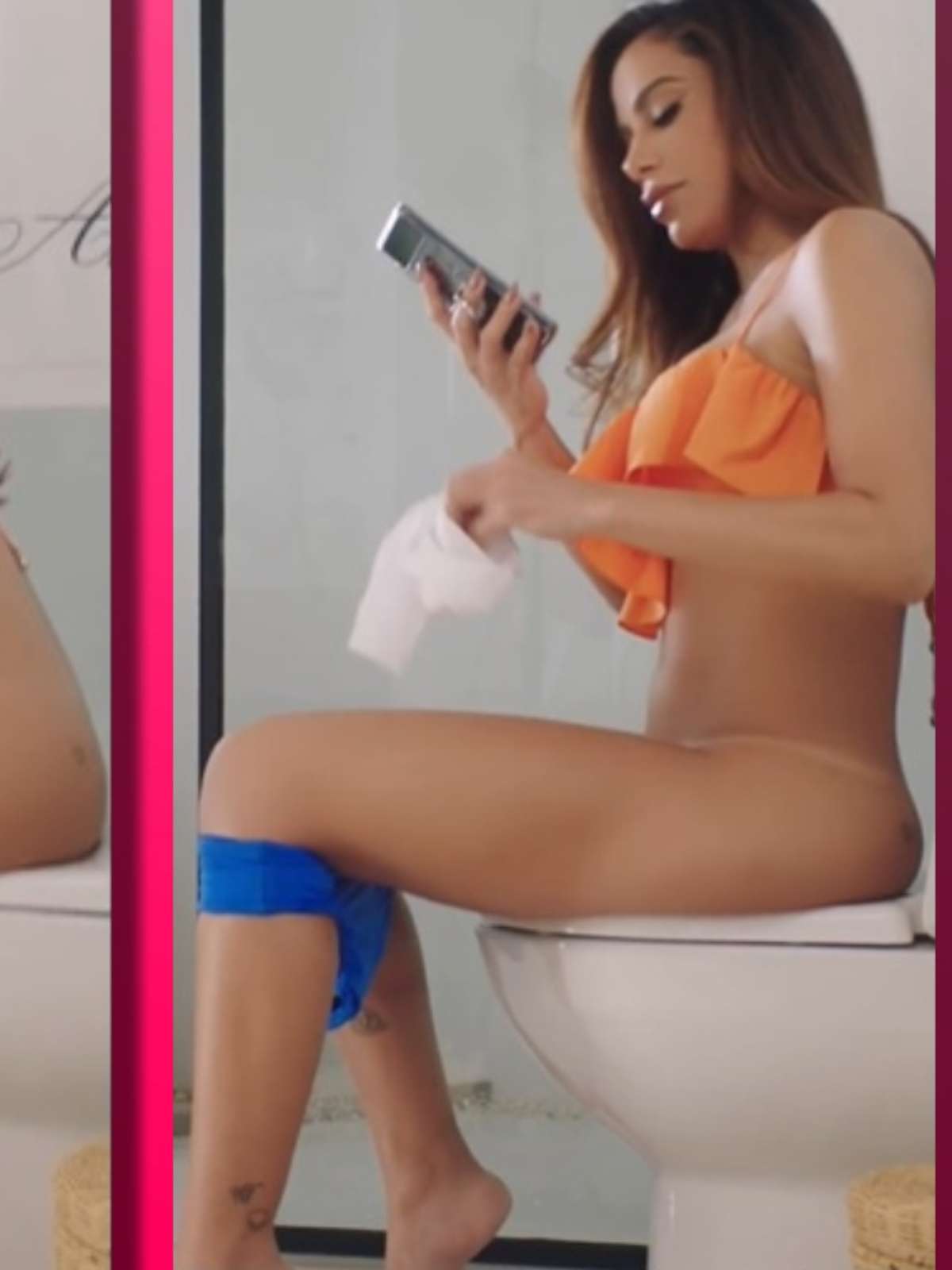 Anitta flagrada na privada em comercial inusitado