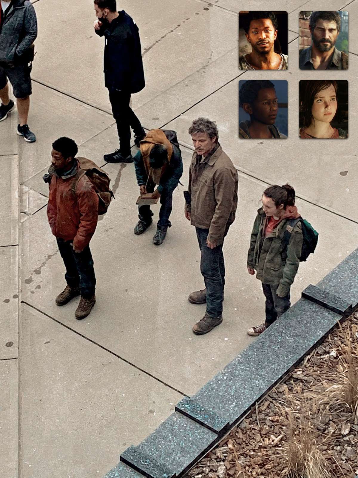 Foto do set de filmagens da série de The Last of Us mostra Joel e Ellie