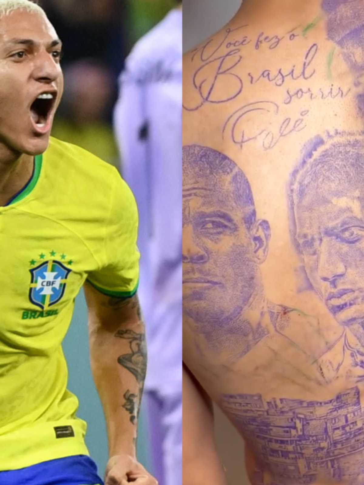 Richarlison mostra nova tatuagem com rosto de Neymar, Ronaldo e