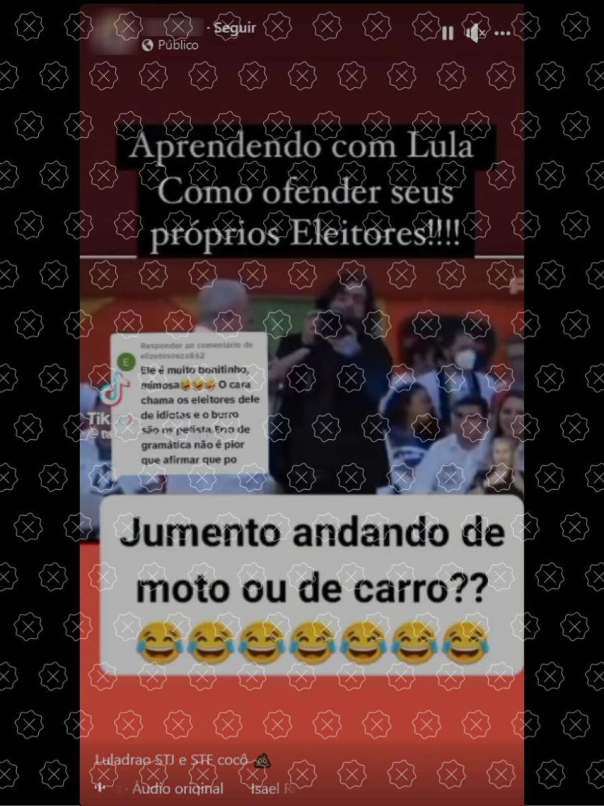 É falso que Lula chamou apoiadores de jumentos