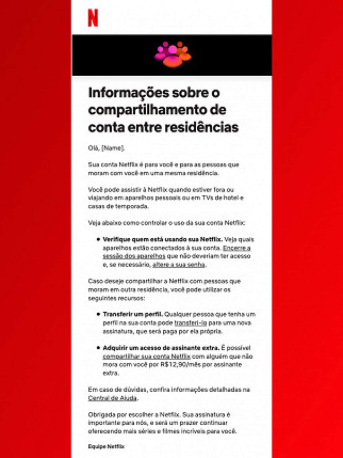 Netflix passa a cobrar R$ 12,90 por cada conta compartilhada