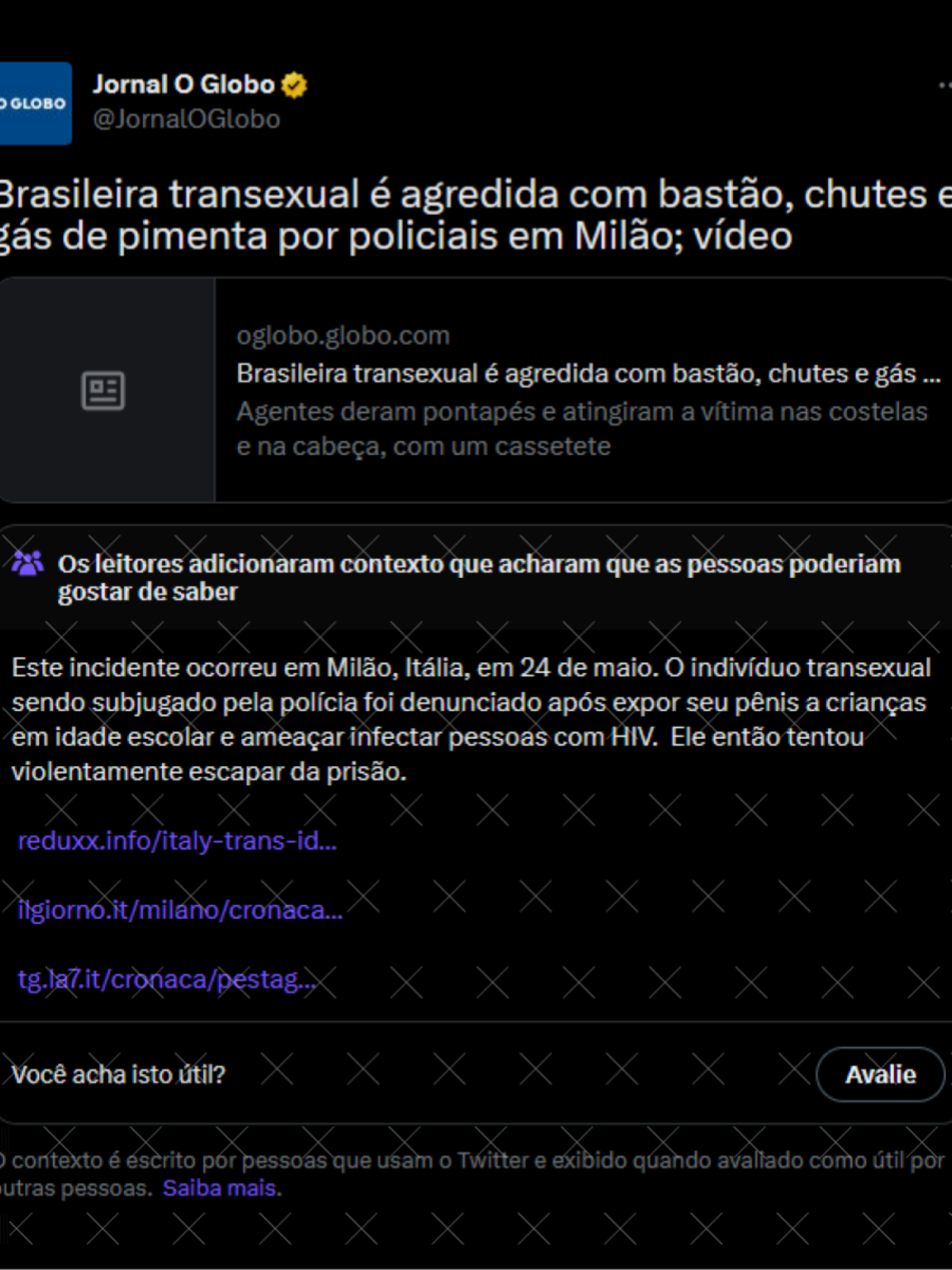 Twitter permite nota mentirosa adicionada a tuíte sobre mulher trans  agredida na Itália