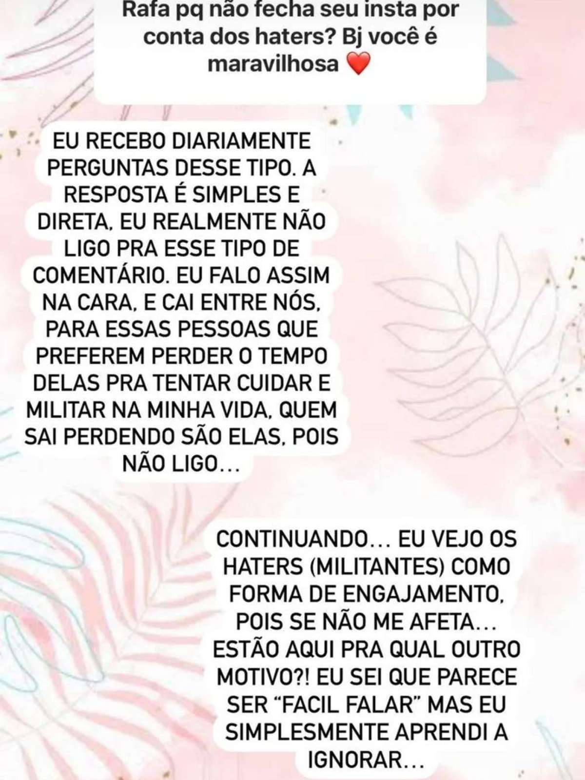 Rafa Justus abre o coração e revela como encara comentários maldosos: 'Não  ligo