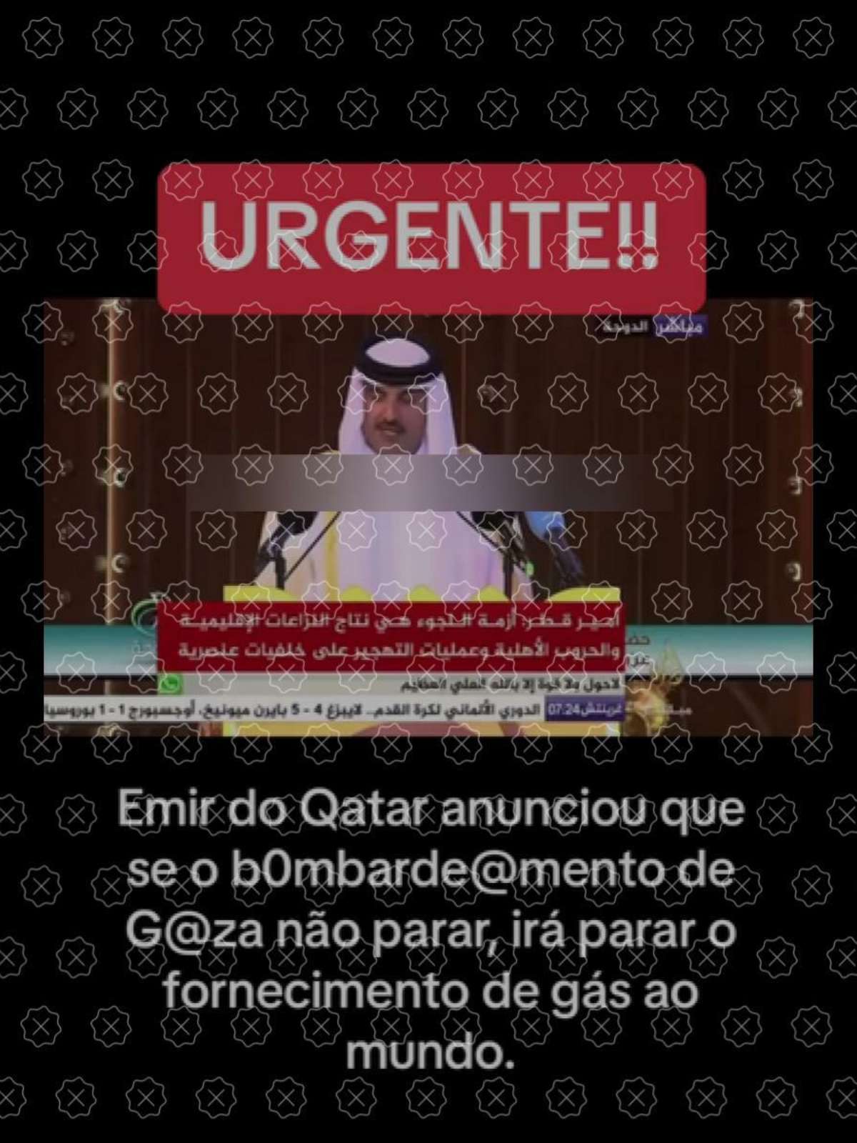 Emir do Catar não disse que cortará exportações de gás em apoio a